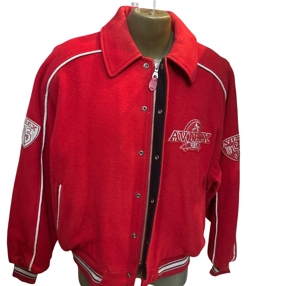 Avirex Bold Red Jacket with Eagle Design
